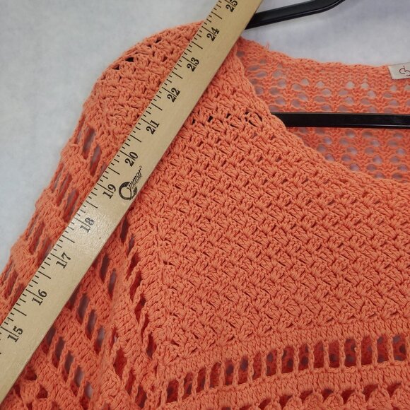 CB Est 1962 Tunic Women XL Orange Pullover Open Knit Crochet Long Sleeve CoverUp - Picture 13 of 14